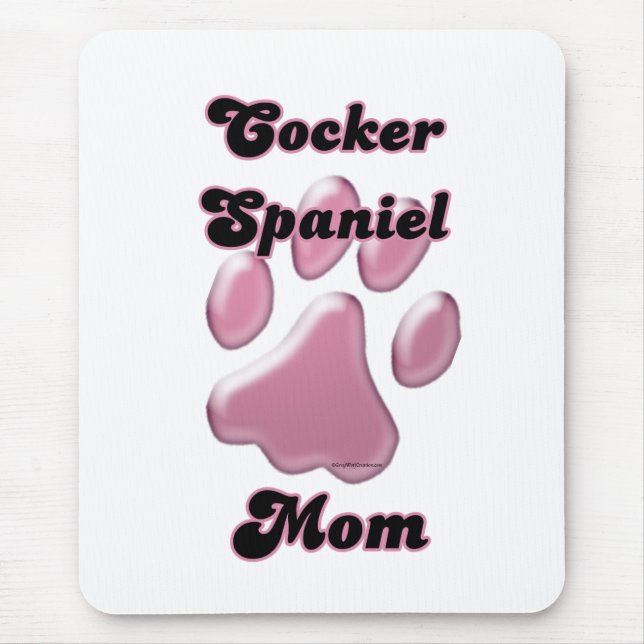 Cocker Spaniel Mom Pink Pawprint  Mouse Pad (Front)