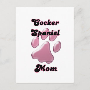Cocker Spaniel Mom Pink Pawprint Postcard