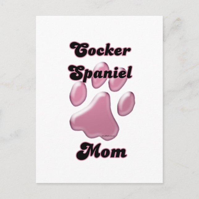 Cocker Spaniel Mom Pink Pawprint  Postcard (Front)