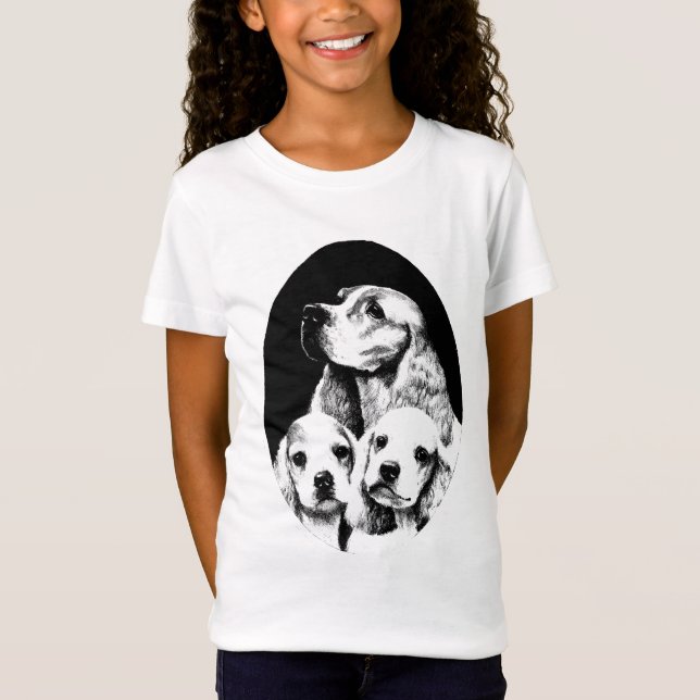 Cocker Spaniel Mom puppies dogs art T-Shirt (Front)