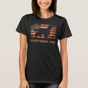 Cocker Spaniel Mom Vintage American Flag Patriotic T-Shirt