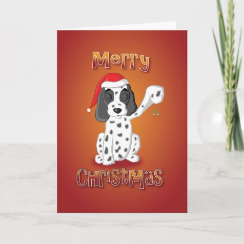 cocker spaniel _ myletoe _ merry christmas holiday card