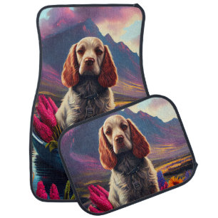 Cocker Spaniel on a Paddle: A Scenic Adventure Car Floor Mat