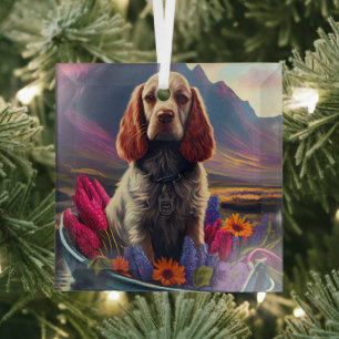 Cocker Spaniel on a Paddle: A Scenic Adventure Glass Ornament