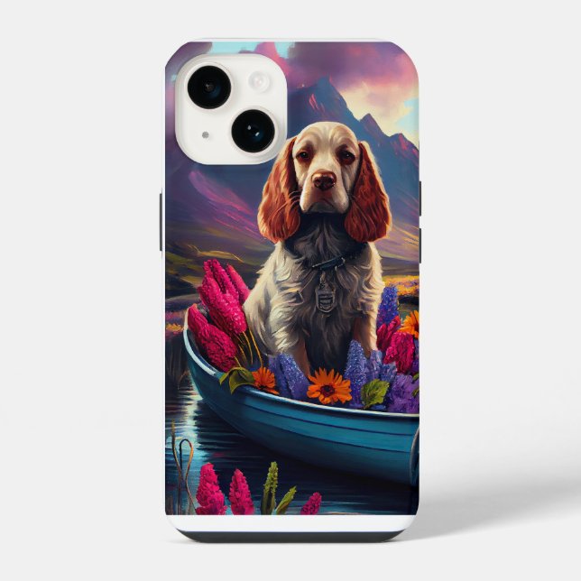 Cocker Spaniel on a Paddle: A Scenic Adventure Iphone Case (Back)