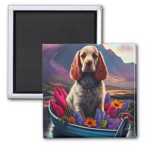 Cocker Spaniel on a Paddle A Scenic Adventure Magnet
