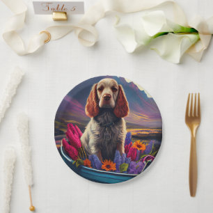 Cocker Spaniel on a Paddle: A Scenic Adventure Paper Plates