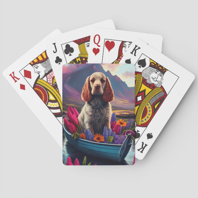 Cocker Spaniel on a Paddle: A Scenic Adventure Poker Cards (Back)