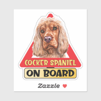 Cocker Spaniel On Board Cute Dog Red Traffic Sign Sticker