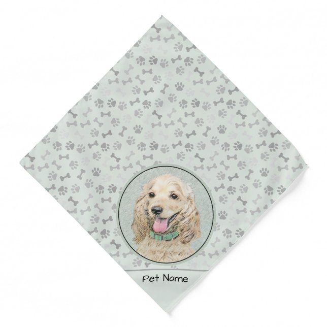 Cocker Spaniel Painting Buff Gold Original Dog Art Bandana (Front)