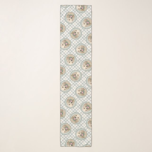 Cocker Spaniel Painting Buff Gold Original Dog Art Scarf (Front)