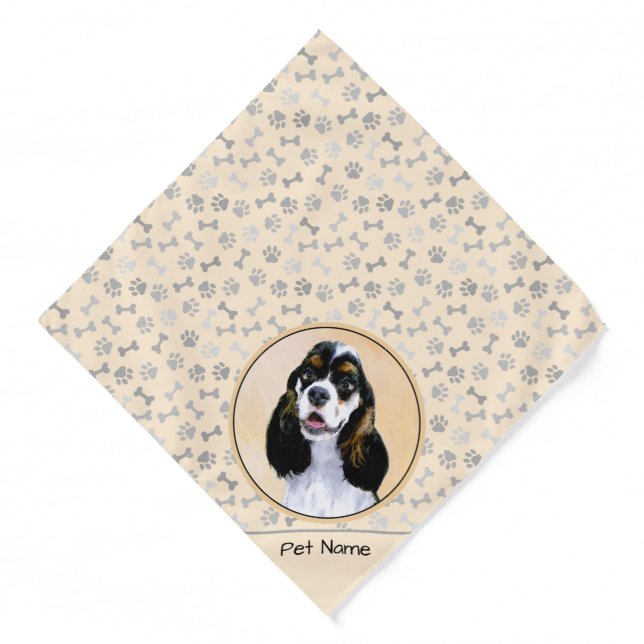 Cocker Spaniel Painting Parti Tan Original Dog Art Bandana (Front)