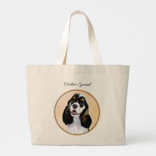 Cocker Spaniel Painting Parti Tan Original Dog Art Large Tote Bag