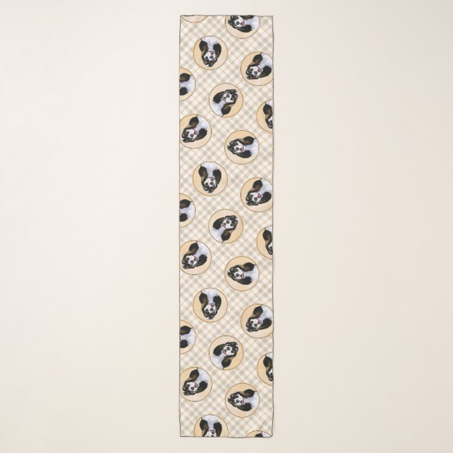 Cocker Spaniel Painting Parti Tan Original Dog Art Scarf (Front)