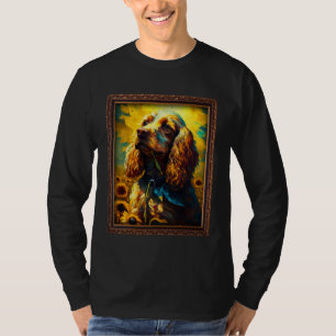 Cocker Spaniel Painting Sunflower Flower Mom Women T-Shirt