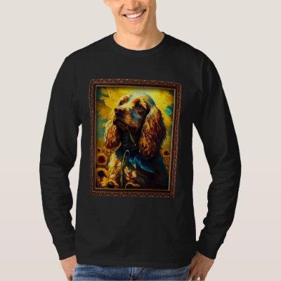 Cocker Spaniel Painting Sunflower Flower Mom Women T-Shirt