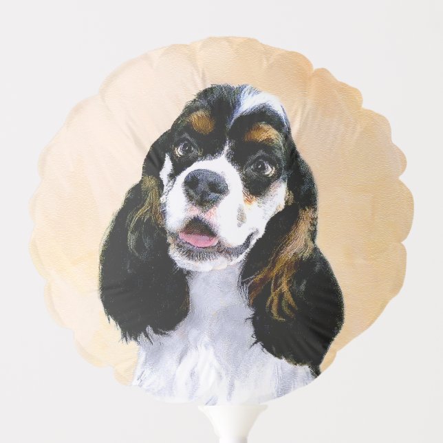 Cocker Spaniel (Parti) Painting - Original Dog Art Balloon (Front)