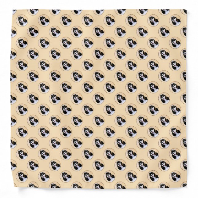 Cocker Spaniel (Parti) Painting - Original Dog Art Bandana (Front)