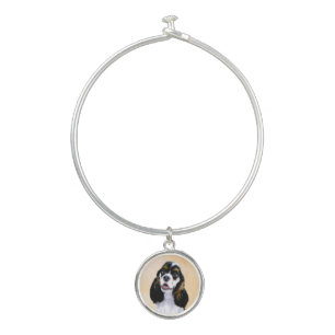 Cocker Spaniel (Parti) Painting - Original Dog Art Bangle Bracelet