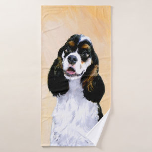 Cocker Spaniel (Parti) Painting - Original Dog Art Bath Towel Set