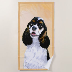 Cocker Spaniel (Parti) Painting - Original Dog Art Beach Towel