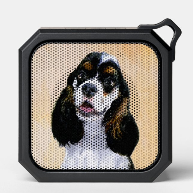 Cocker Spaniel (Parti) Painting - Original Dog Art Bluetooth Speaker (Front)