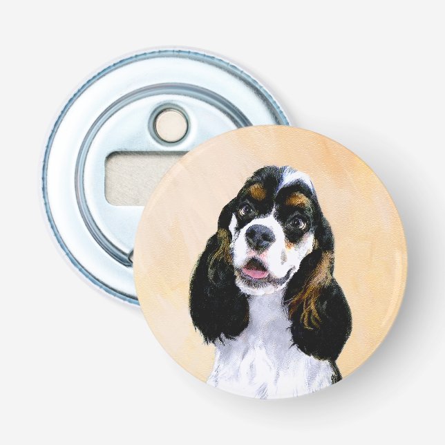 Cocker Spaniel (Parti) Painting - Original Dog Art Bottle Opener (Front)