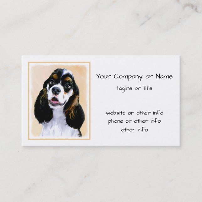 Cocker Spaniel (Parti) Painting - Original Dog Art Business Card (Front)