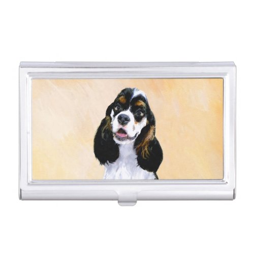 Cocker Spaniel Parti Painting _ Original Dog Art Business Card Case