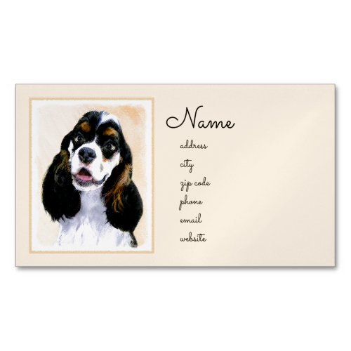 Cocker Spaniel Parti Painting _ Original Dog Art Business Card Magnet