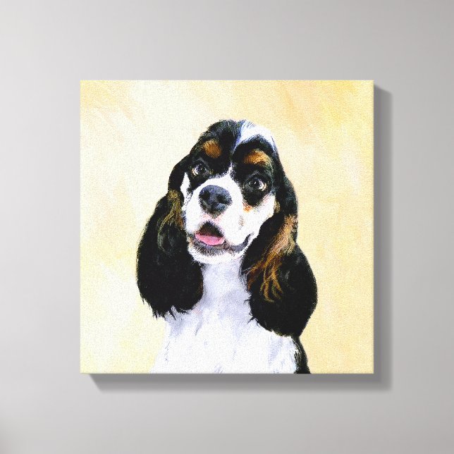 Cocker Spaniel (Parti) Painting - Original Dog Art Canvas Print (Front)