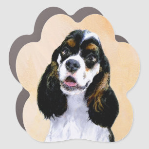 Cocker Spaniel (Parti) Painting - Original Dog Art Car Magnet