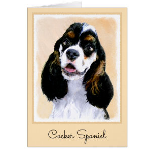 Cocker Spaniel (Parti) Painting - Original Dog Art Cards