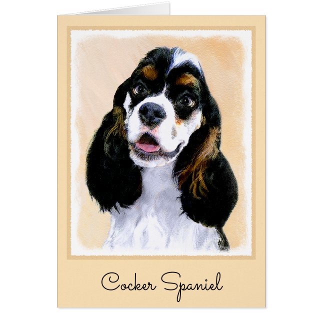 Cocker Spaniel (Parti) Painting - Original Dog Art Cards (Front)