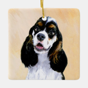 Cocker Spaniel (Parti) Painting - Original Dog Art Ceramic Ornament