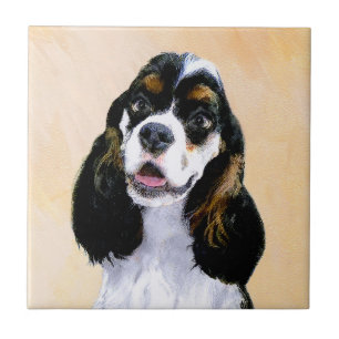 Cocker Spaniel (Parti) Painting - Original Dog Art Ceramic Tile