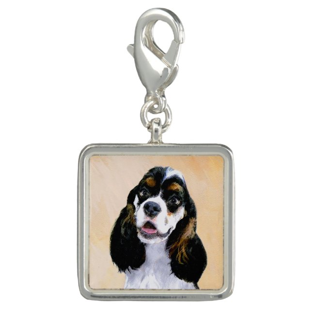 Cocker Spaniel (Parti) Painting - Original Dog Art Charm (Front)