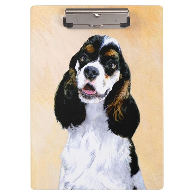 Cocker Spaniel (Parti) Painting - Original Dog Art Clipboard (Front)