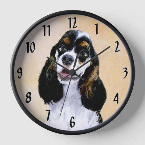 Cocker Spaniel Parti Painting _ Original Dog Art Clock