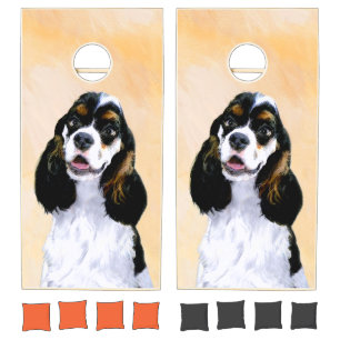 Cocker Spaniel (Parti) Painting - Original Dog Art Cornhole Set