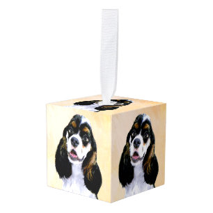 Cocker Spaniel (Parti) Painting - Original Dog Art Cube Ornament