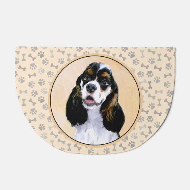 Cocker Spaniel (Parti) Painting - Original Dog Art Doormat (Front)