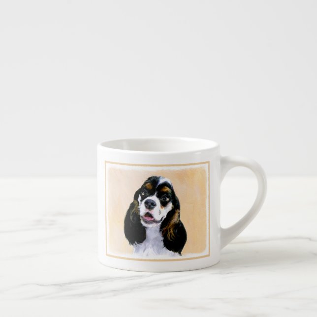 Cocker Spaniel (Parti) Painting - Original Dog Art Espresso Cup (Right)