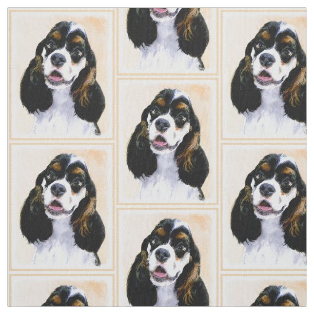 Cocker Spaniel (Parti) Painting - Original Dog Art Fabric (Swatch)
