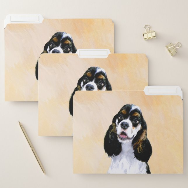 Cocker Spaniel (Parti) Painting - Original Dog Art File Folder (Set)