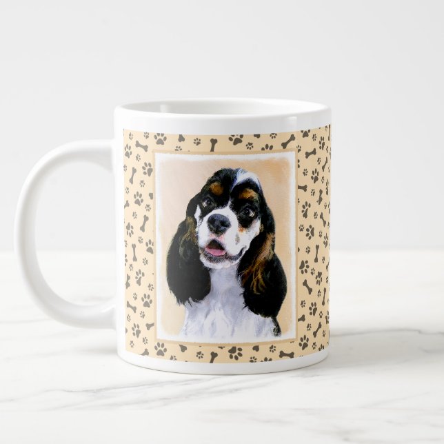 Cocker Spaniel (Parti) Painting - Original Dog Art Giant Coffee Mug (Left)