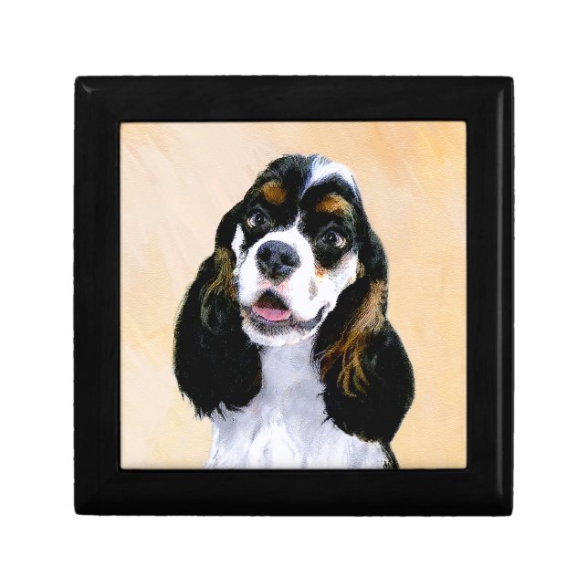 Cocker Spaniel (Parti) Painting - Original Dog Art Gift Box (Front)