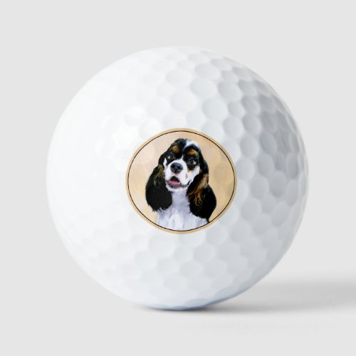 Cocker Spaniel Parti Painting _ Original Dog Art Golf Balls