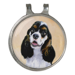 Cocker Spaniel (Parti) Painting - Original Dog Art Golf Hat Clip