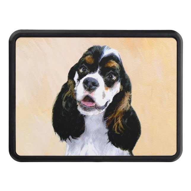 Cocker Spaniel (Parti) Painting - Original Dog Art Hitch Cover (Front)